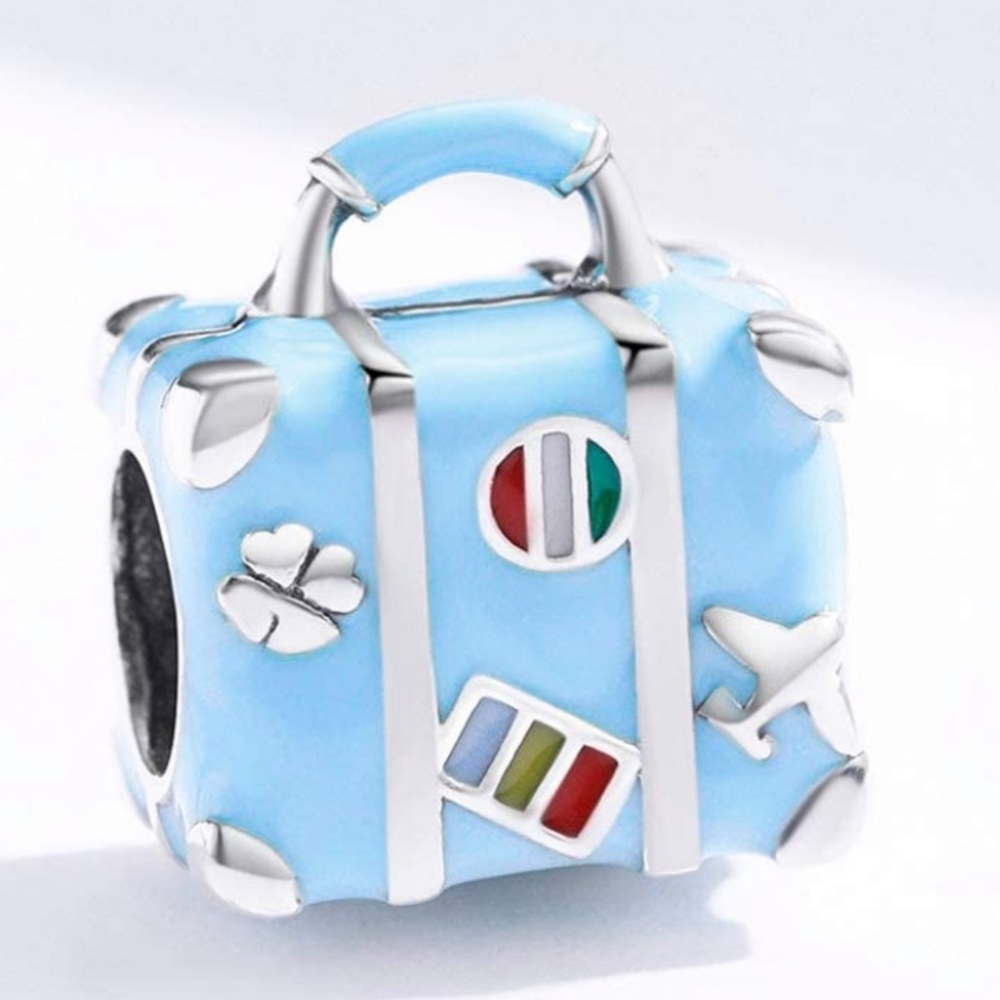 Suitcase adventure travel charm 925 Silver